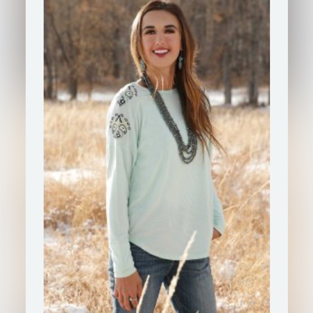 Cruel Girl long sleeve embroidered top
